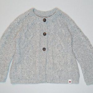 Canadiana True North,  light grey, cable knit, button-up, cardigan US 3T